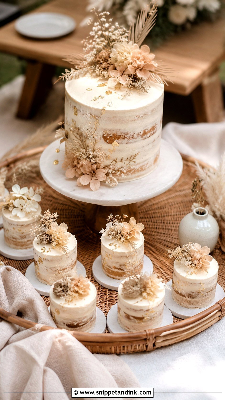 Boho Wedding Cake With Mini Cakes - Snippet and Ink - 25 Wedding Cake with Mini Cakes