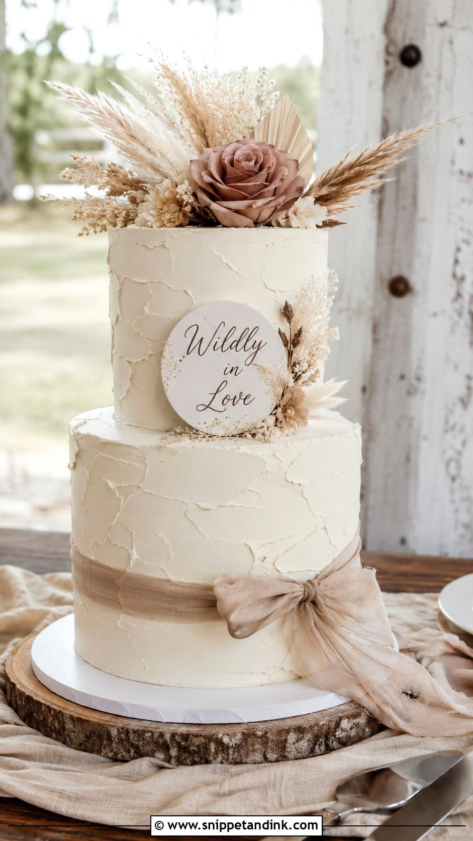 Boho Wedding Cake With Wildly In Love - Snippet and Ink - 25 Wedding Cake Wording Ideas