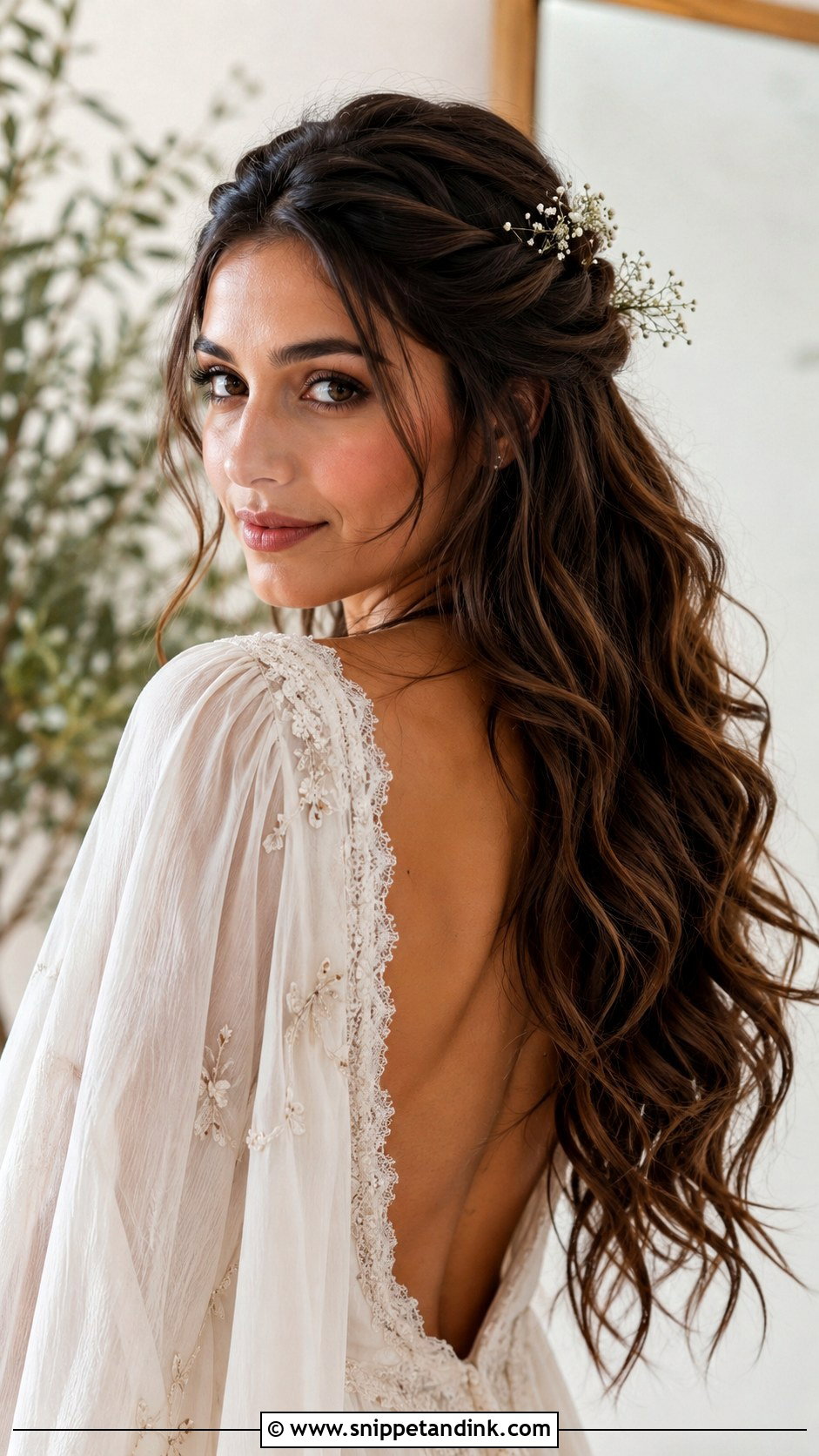 Boho Wedding Hairstyle With Waves - Snippet and Ink - 20 Wedding Hair Front View Ideas