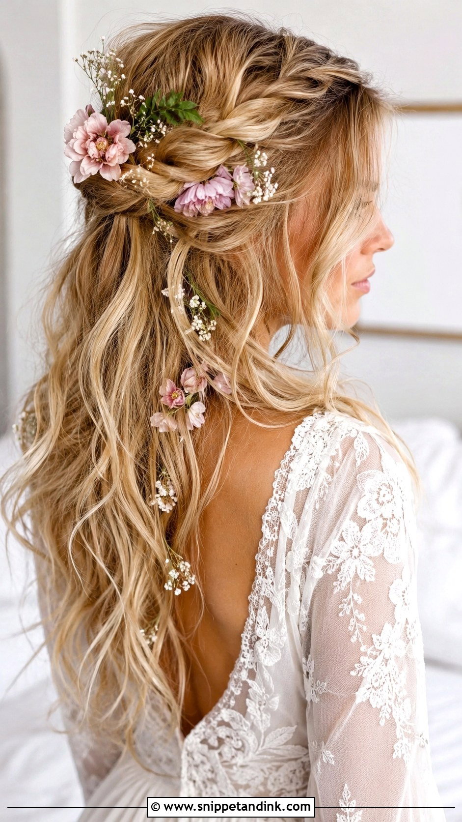 Boho Wedding Hairstyle with Flowers - Snippet and Ink - 20 Hairstyles Ideas for Wedding