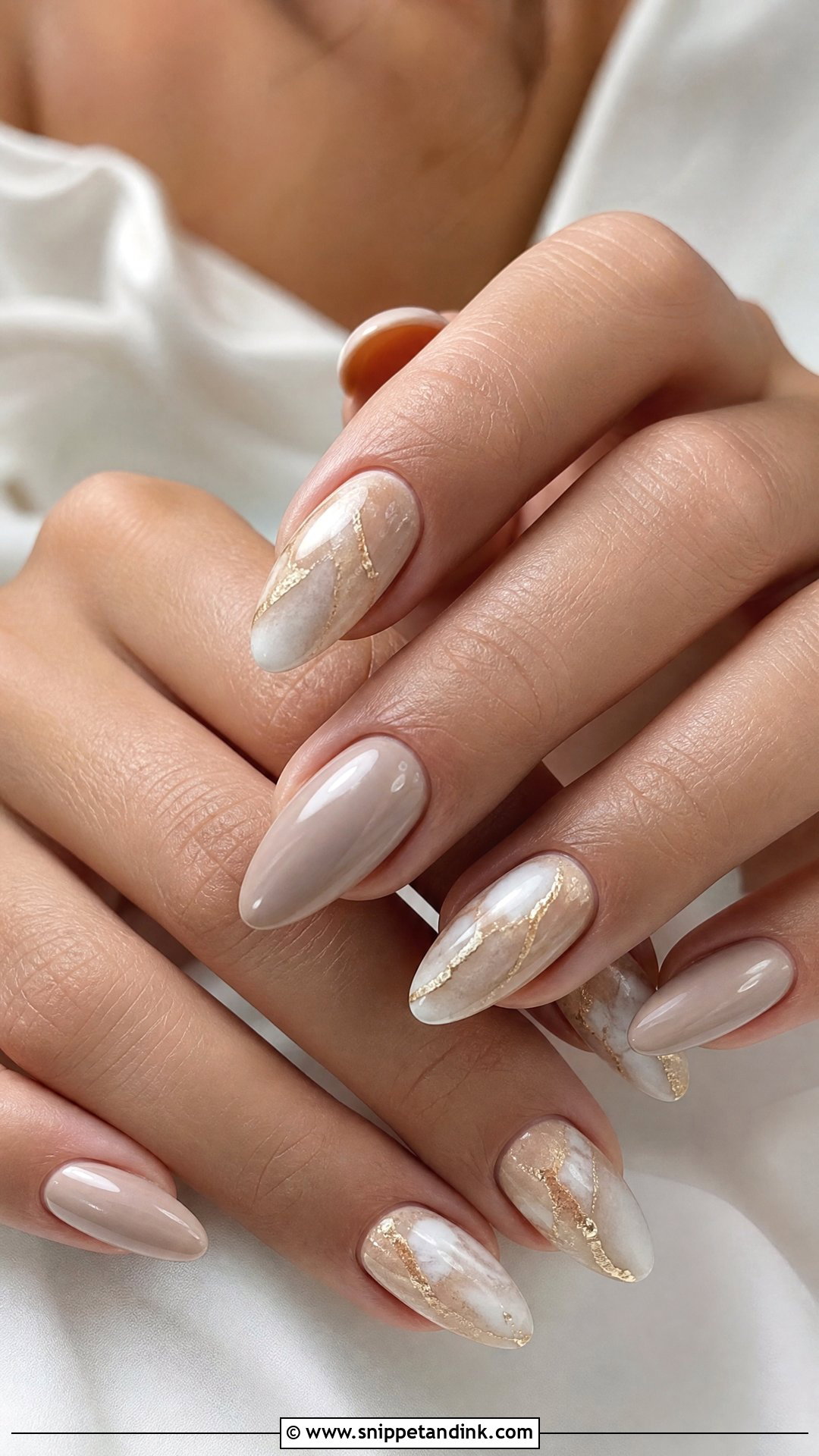 Boho Wedding Nails With Beige Marble - Snippet and Ink - 25 Boho Wedding Nails
