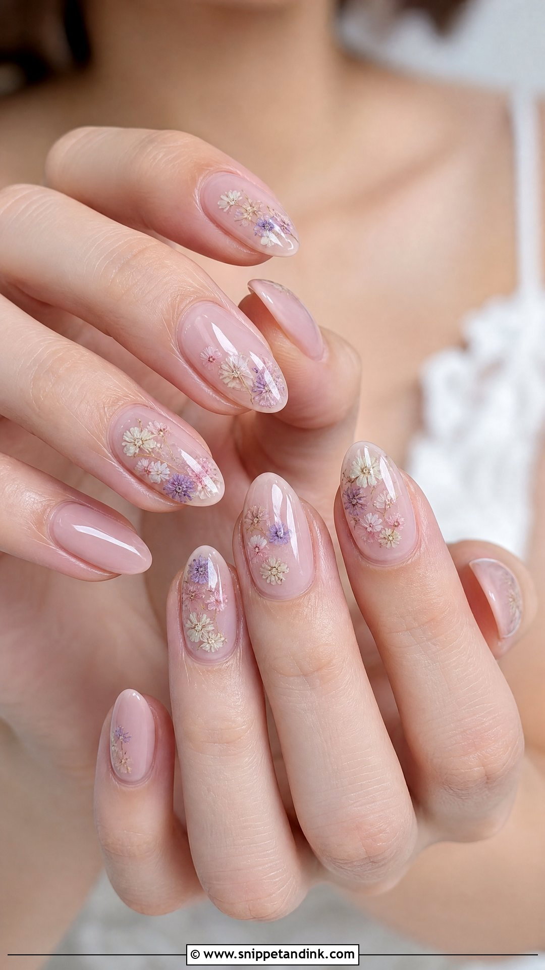 Boho Wedding Nails With Dried Flowers - Snippet and Ink - 25 Boho Wedding Nails