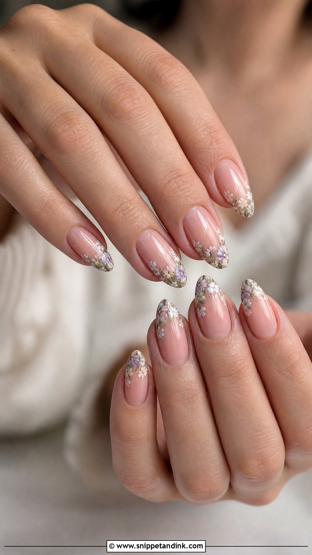 Boho Wedding Nails With Floral French Tips - Snippet and Ink - 25 Boho Wedding Nails