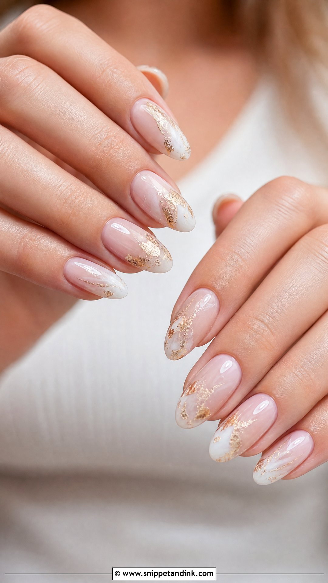 Boho Wedding Nails With Gold Foil - Snippet and Ink - 25 Boho Wedding Nails
