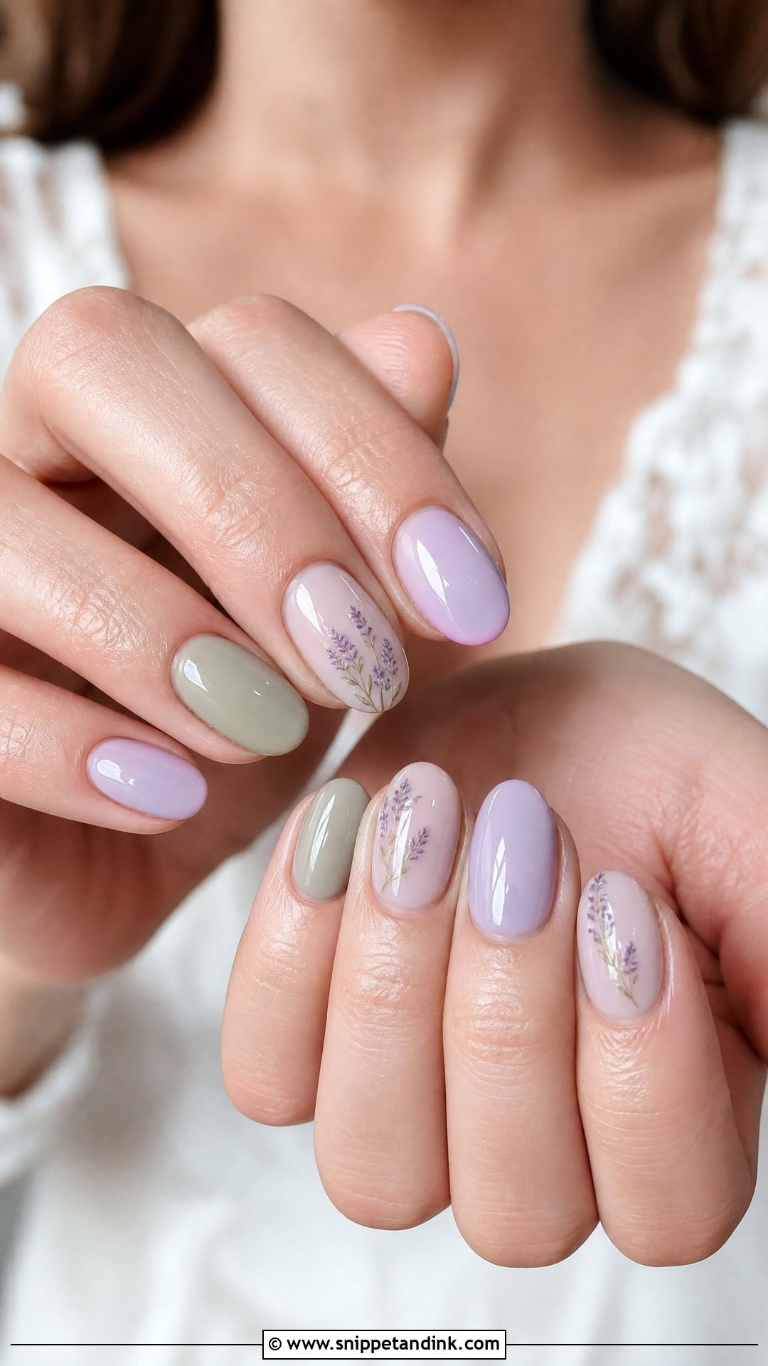 Boho Wedding Nails With Lavender Flowers - Snippet and Ink - 25 Boho Wedding Nails