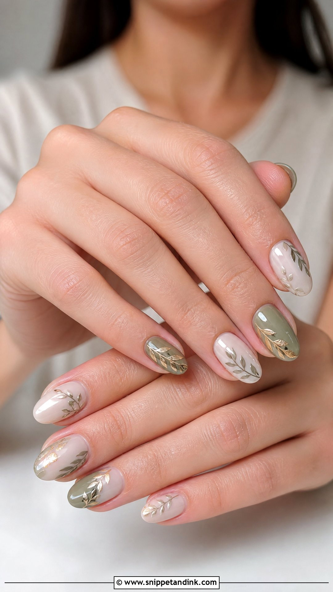 Boho Wedding Nails With Leaf Art - Snippet and Ink - 25 Boho Wedding Nails