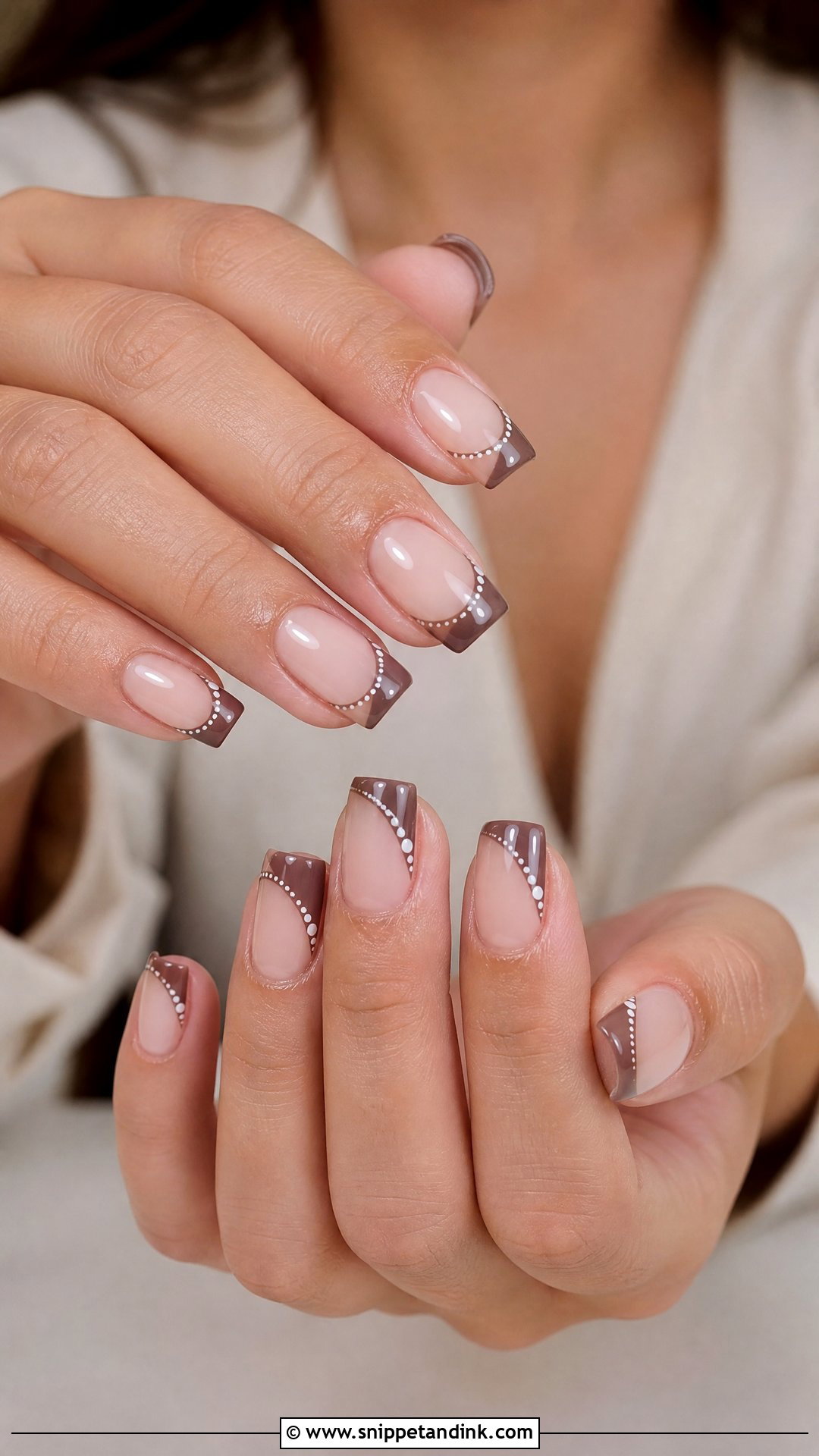 Boho Wedding Nails With Soft Brown French Tips - Snippet and Ink - 25 Boho Wedding Nails