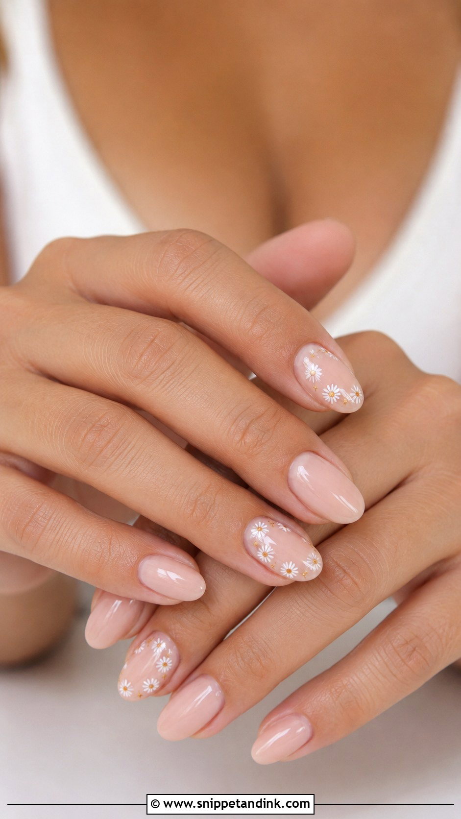 Boho Wedding Nails With Tiny Daisies - Snippet and Ink - 20 Boho Wedding Nails for Bride