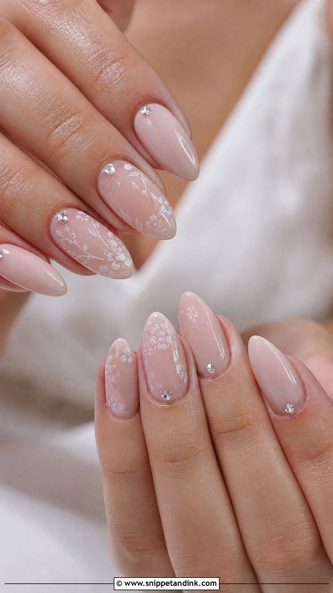 Boho Wedding Nails With Tiny Rhinestones - Snippet and Ink - 25 Boho Wedding Nails