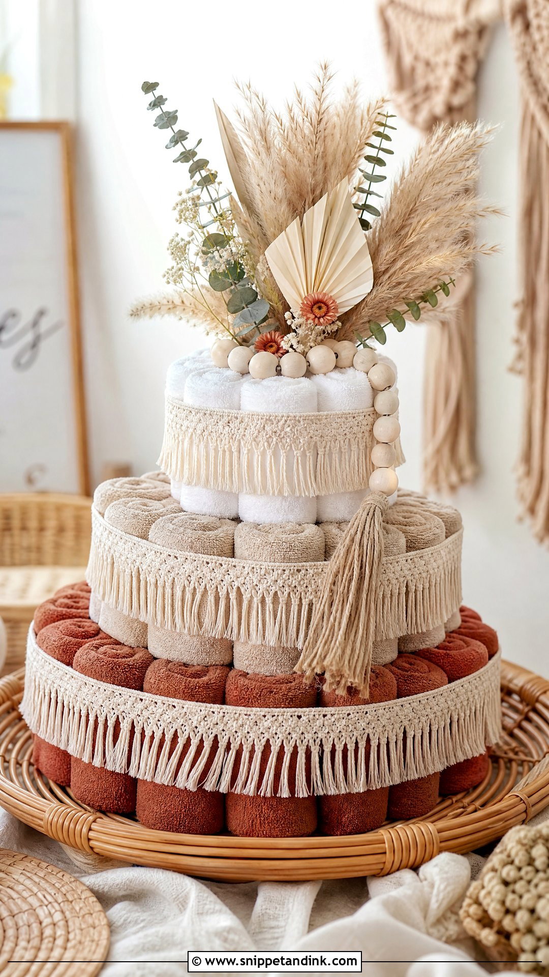 Boho Wedding Towel Cake - Snippet and Ink - 20 Wedding Towel Cakes
