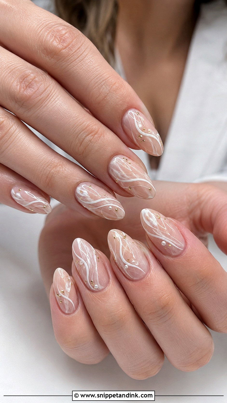 Boho White Swirl Wedding Nails - Snippet and Ink - 20 Boho Wedding Nails for Bride