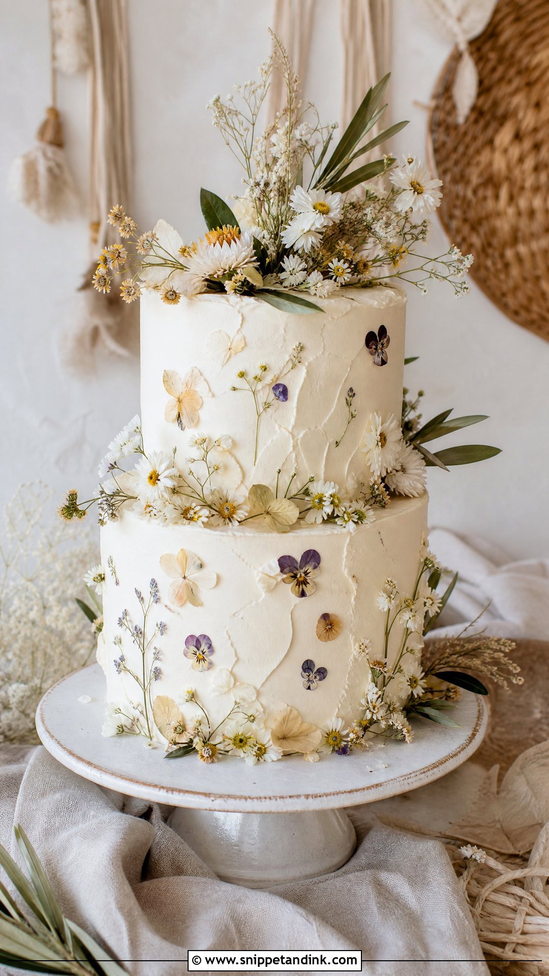 Boho Wildflower Wedding Cake - Snippet and Ink - 20 Wildflower Wedding Cake Ideas