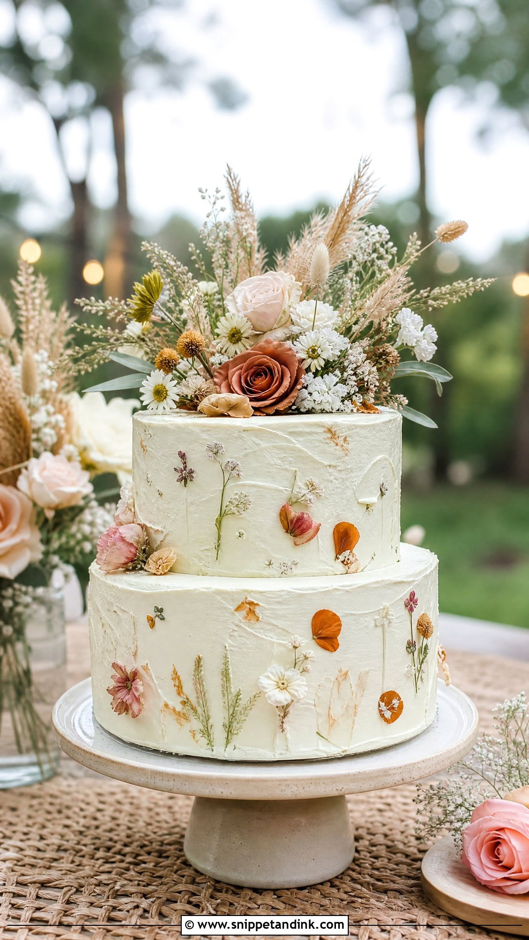 Boho Wildflower Wedding Cake - Snippet and Ink - 20 Wildflower Cakes for Wedding
