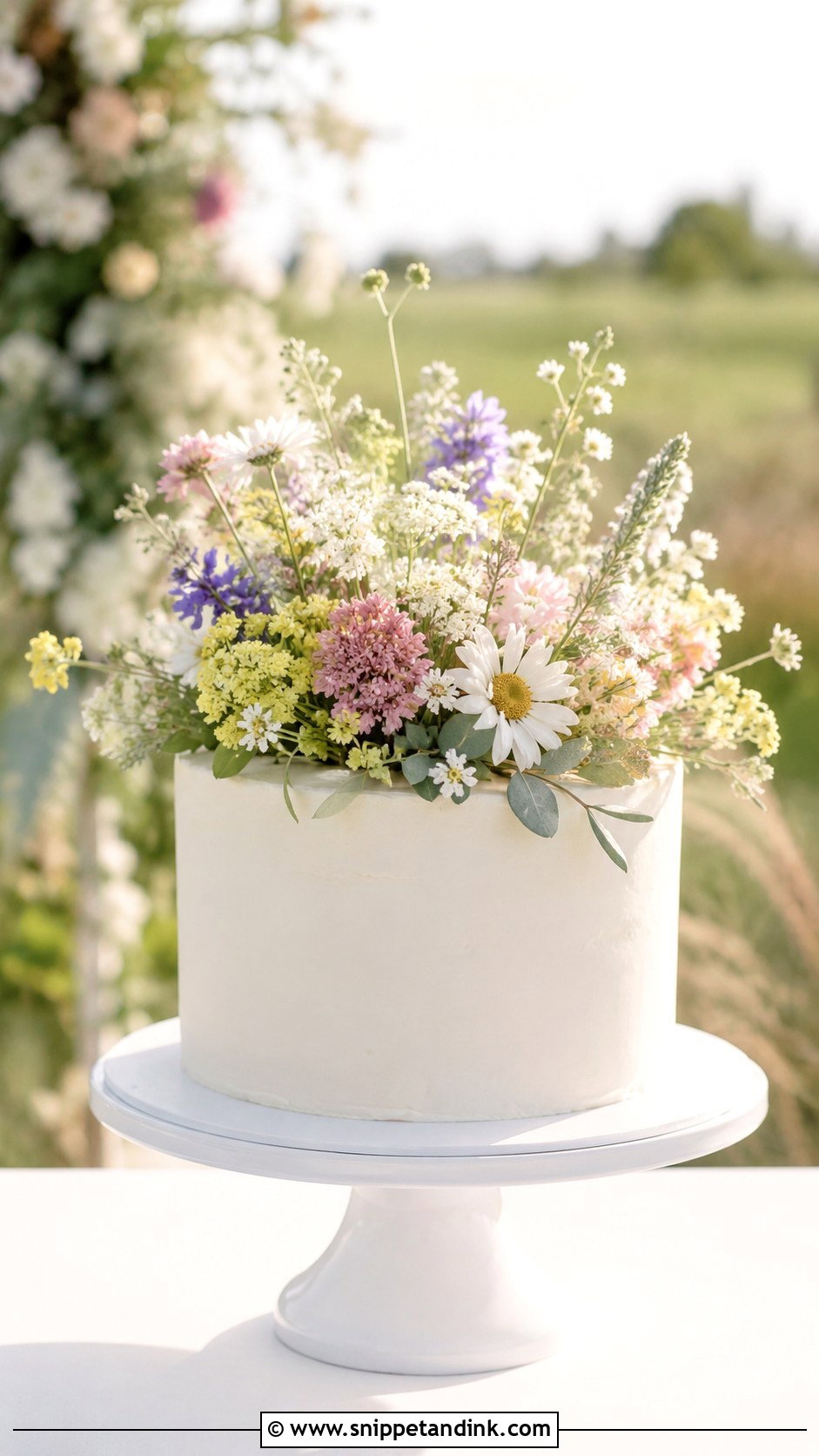 Boho Wildflower Wedding Cake - Snippet and Ink - 20 Boho Style Cake Ideas for Wedding
