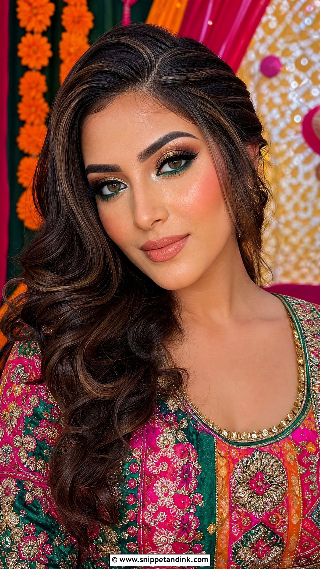 Bold Color Mehndi Bridal Makeup - Snippet and Ink - 20 Mehndi Bridal Makeup Ideas