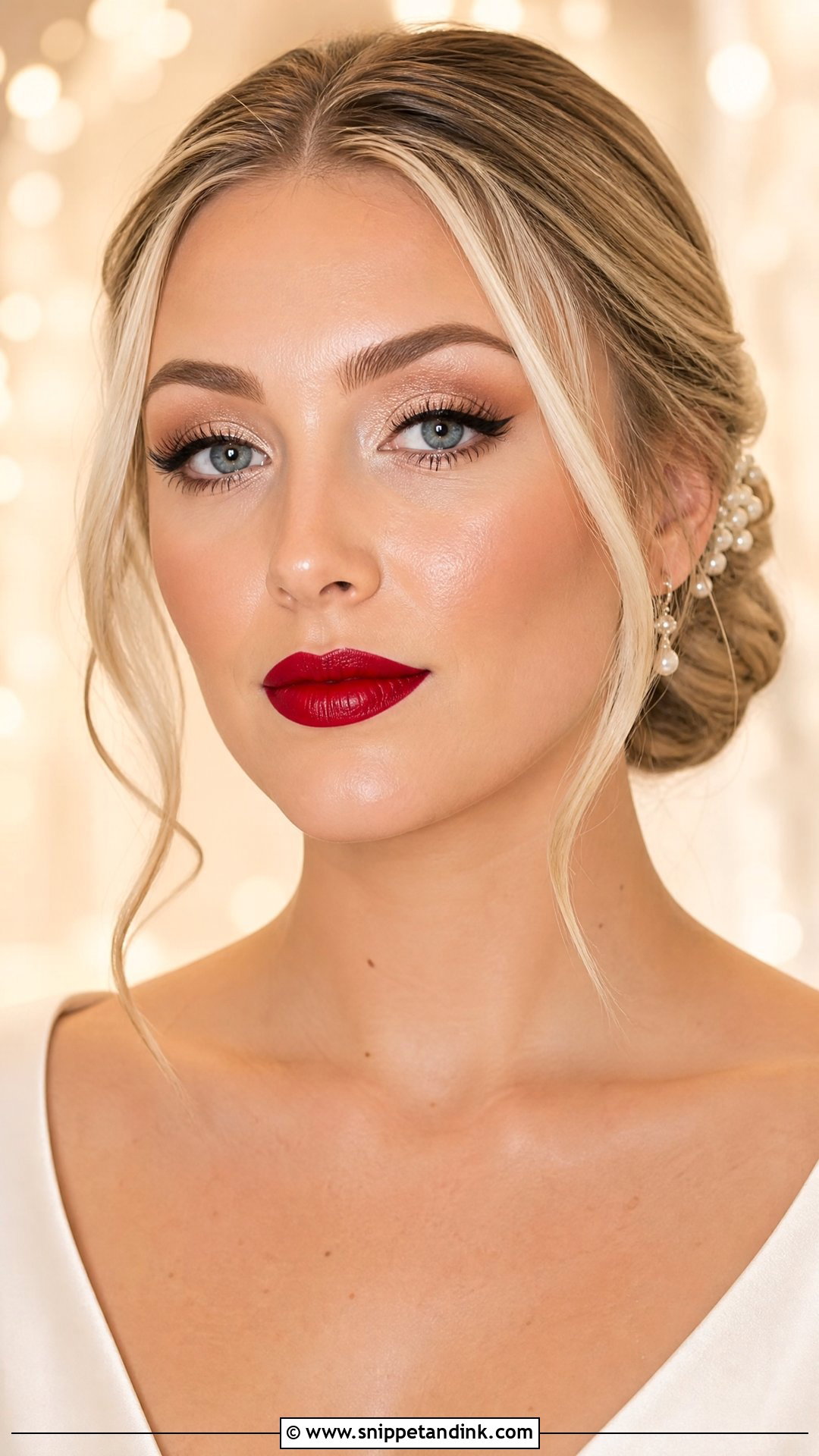 Bold Red Lip Bridal Makeup - Snippet and Ink - 20 Bold Bridal Makeup Ideas