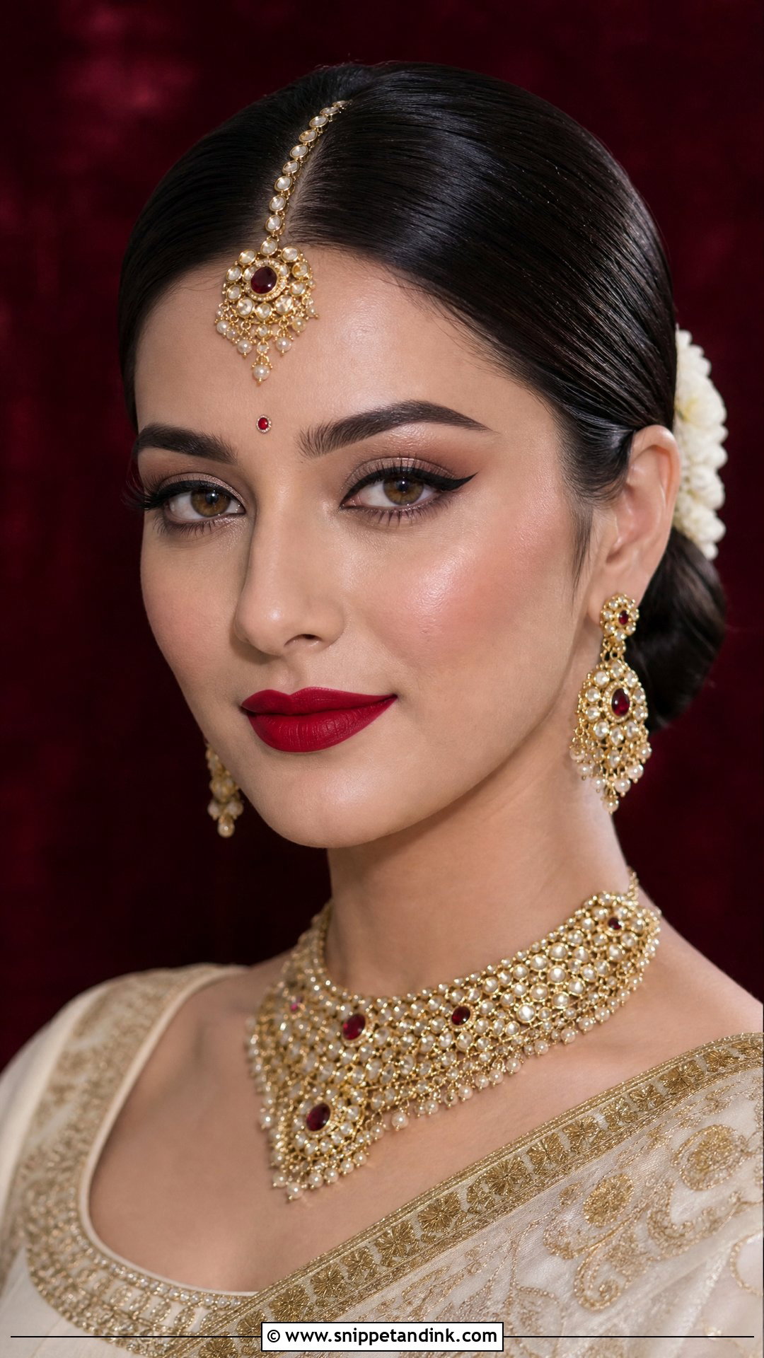 Bold Red Lip Indian Bridal Makeup - Snippet and Ink - 25 Latest Indian Bridal Makeup Ideas