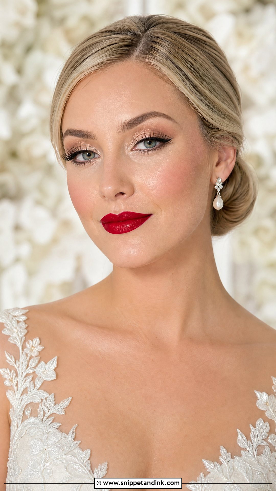 Bold Red Lip Wedding Makeup - Snippet and Ink - 20 Bold Wedding Makeup Ideas