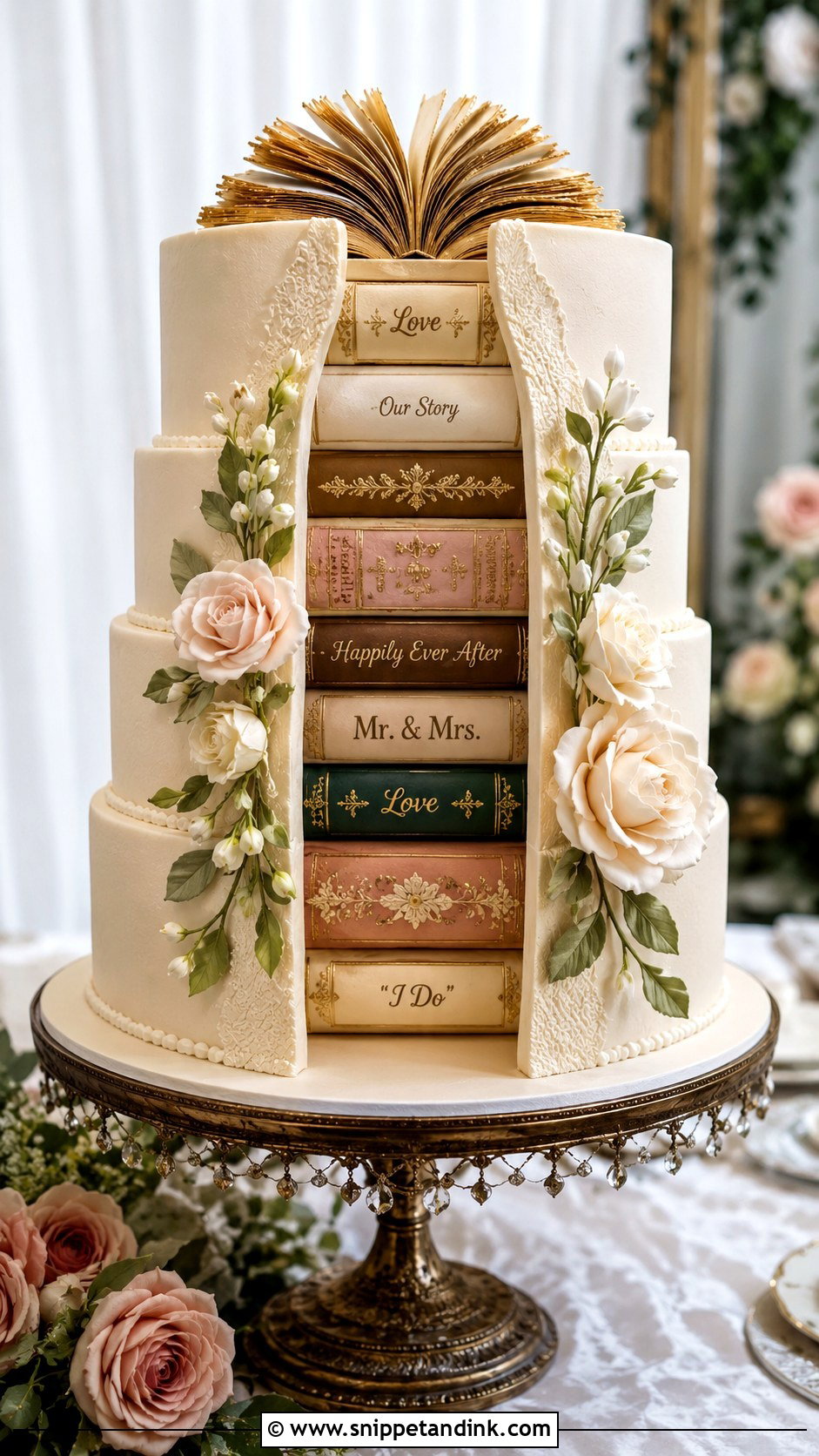 Book Reveal Wedding Cake - Snippet and Ink - 20 Reveal Wedding Cake Ideas