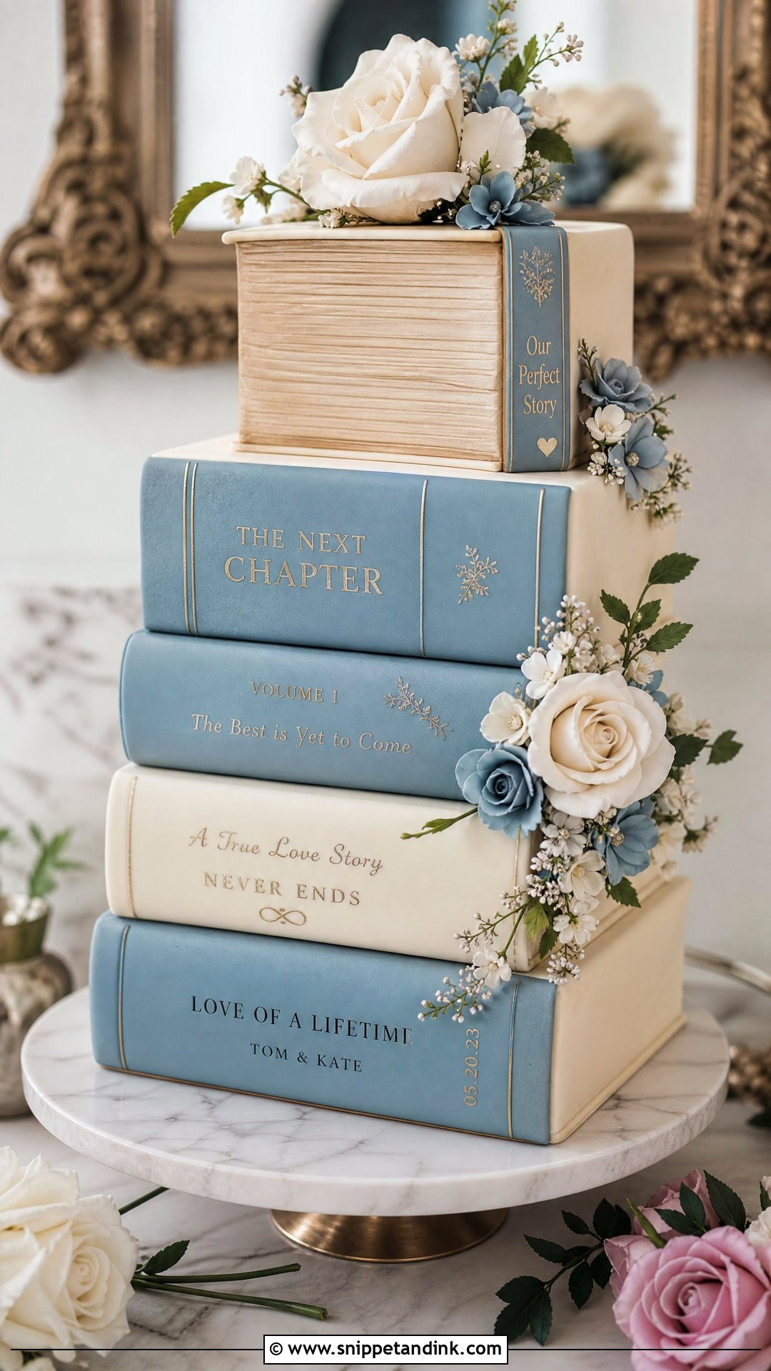 Book Spine Wedding Cake - Snippet and Ink - 25 Book Theme Cake Ideas for Wedding