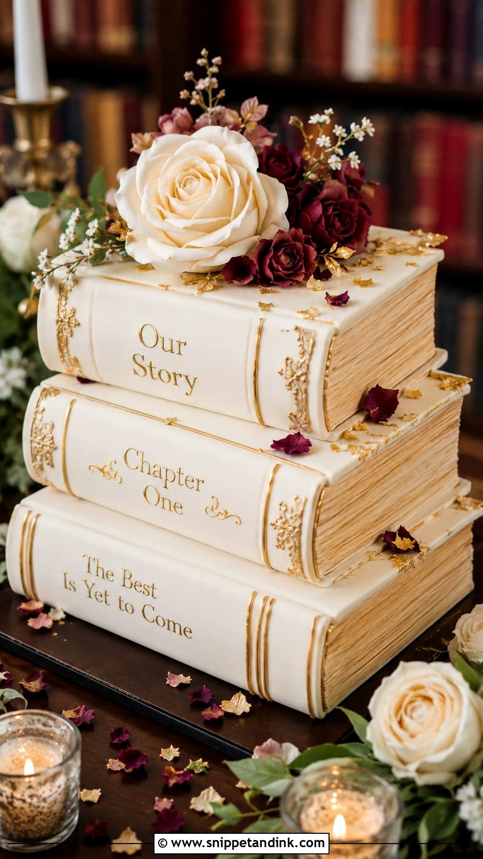 Book Stack Wedding Cake - Snippet and Ink - 30 Novelty Wedding Cakes