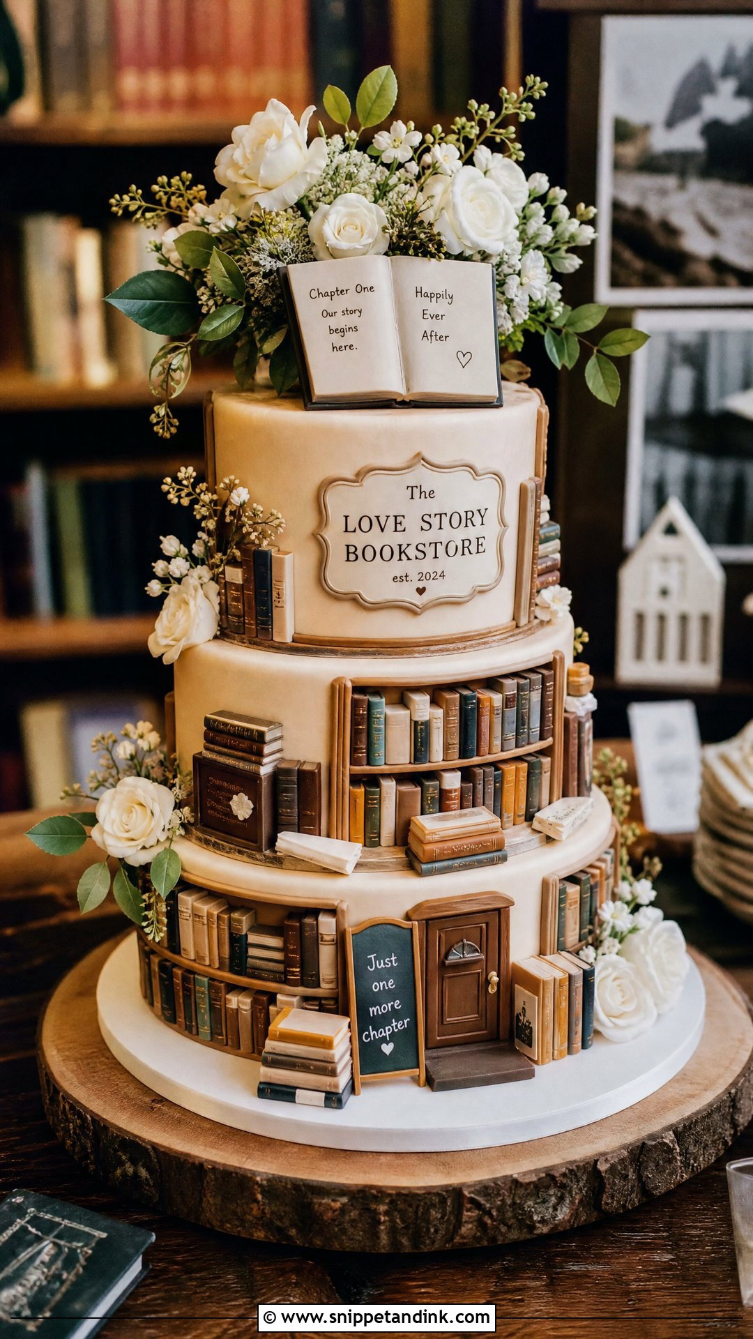 Bookstore Wedding Cake - Snippet and Ink - 25 Book Theme Cake Ideas for Wedding