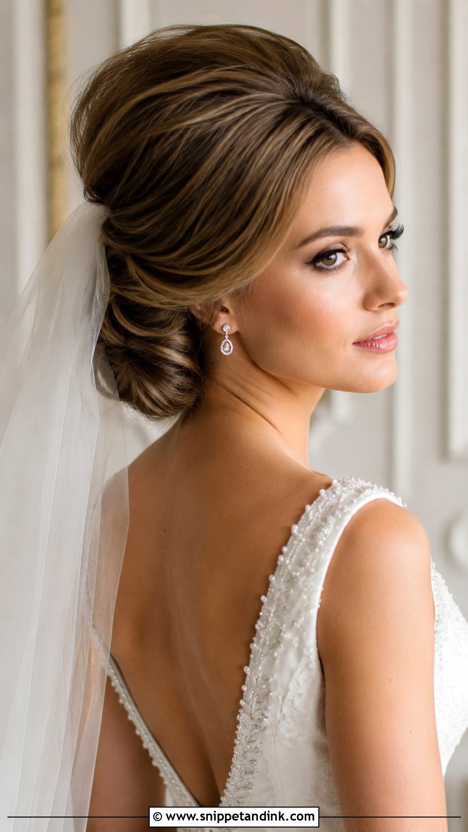 Bouffant Bardot Inspired Updo - Snippet and Ink - 20 Old Money Wedding Hairstyles