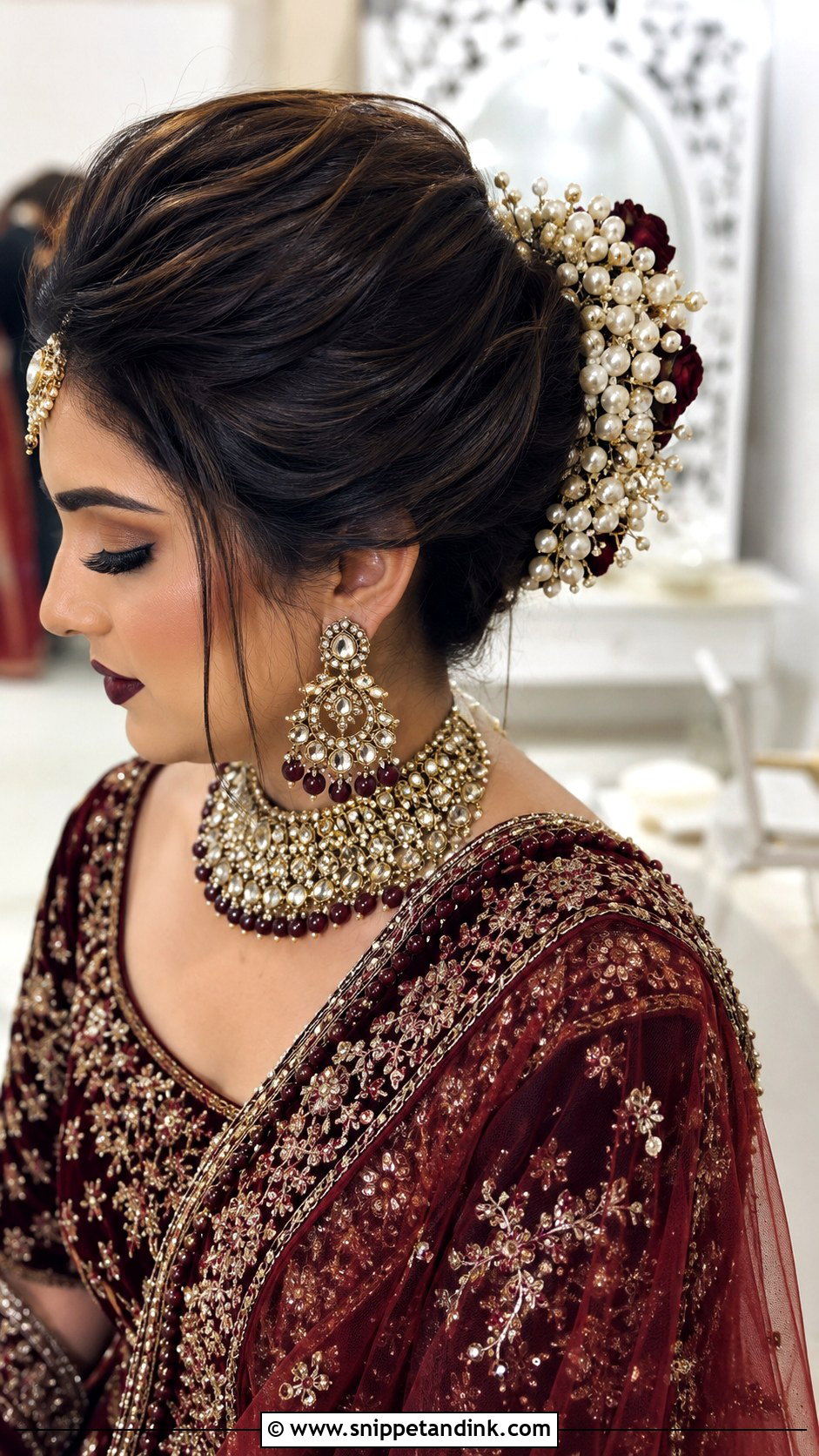 Bouffant Bun Hairstyle for Bride - Snippet and Ink - 20 Hairstyle for Indian Bride Ideas