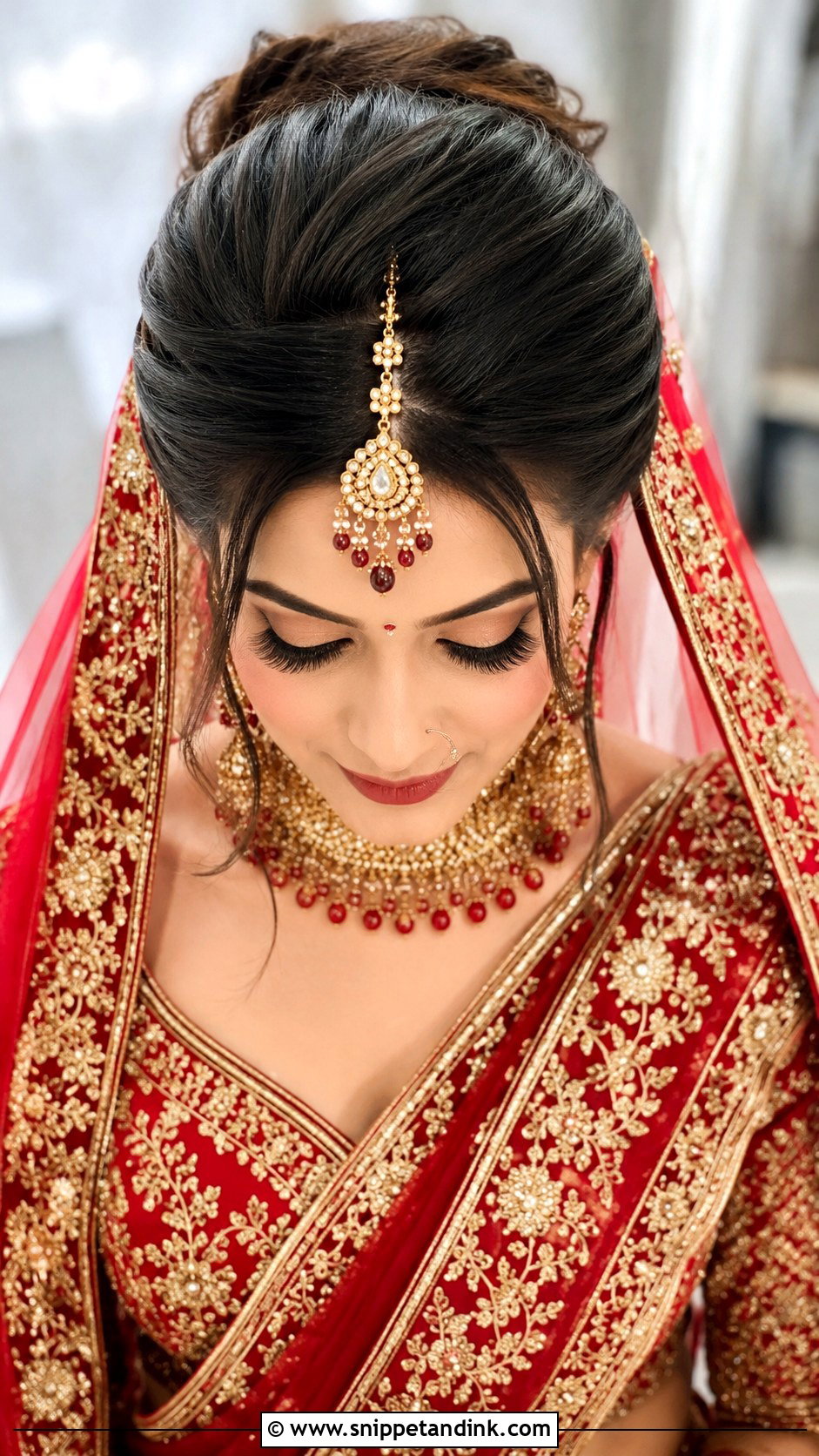 Bouffant Bun With Maang Tikka - Snippet and Ink - 20 Indian Wedding Hair Styles