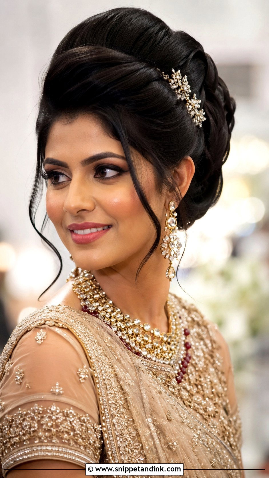 Bouffant Front Updo - Snippet and Ink - 30 Indian Wedding Front Hairstyles