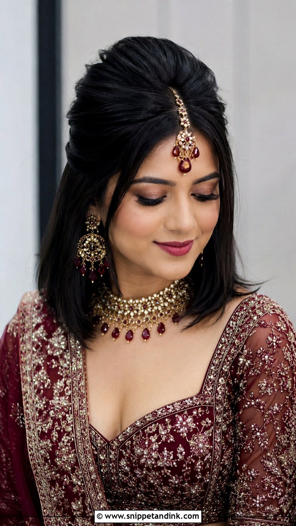 Bouffant Half Updo for Short Hair - Snippet and Ink - 25 Short Hair Hairstyles for Wedding Indian