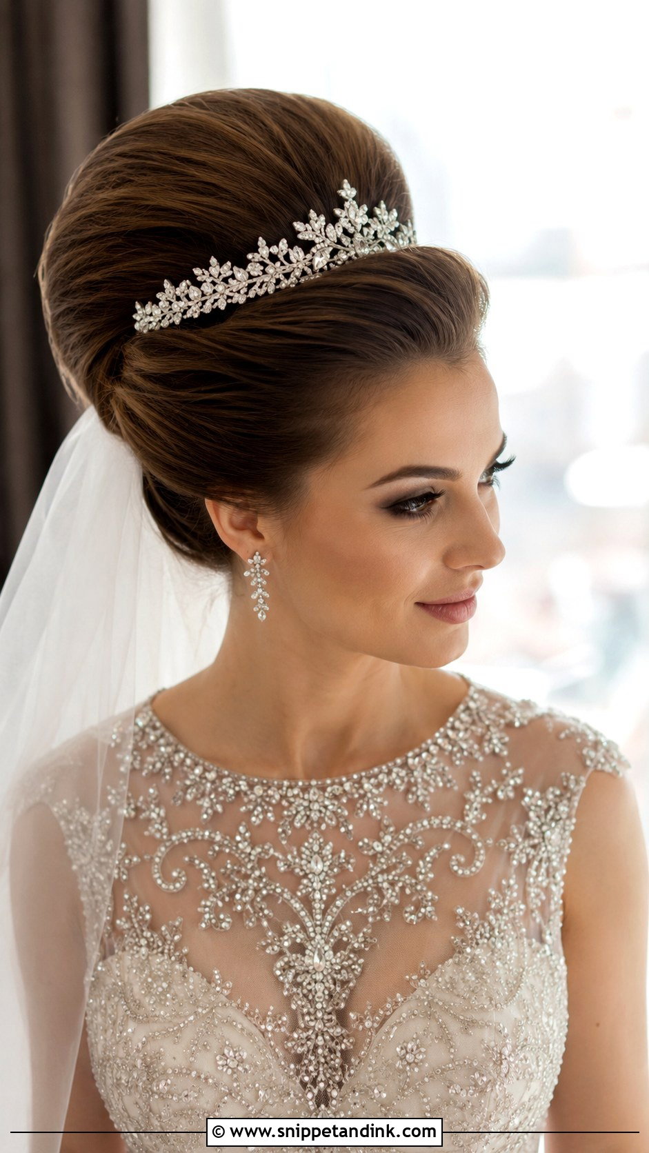 Bouffant Updo With Tiara - Snippet and Ink - 20 50s Wedding Hair Ideas