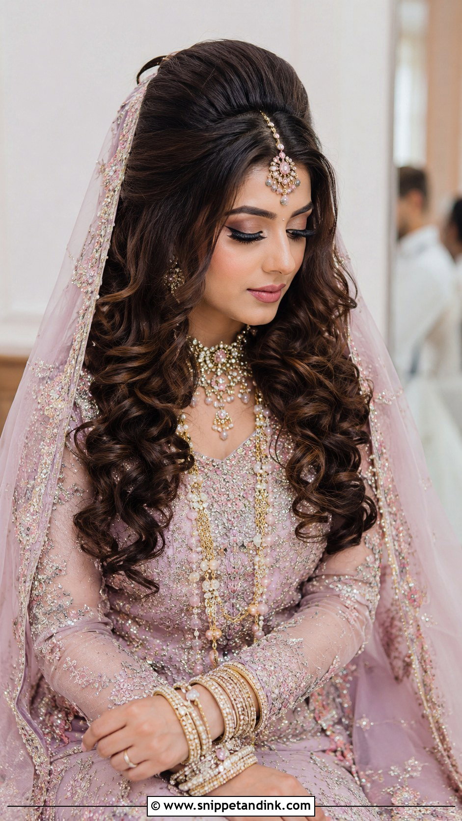 Bouffant With Open Curls - Snippet and Ink - 25 Pakistani Bridal Hairstyles Walima