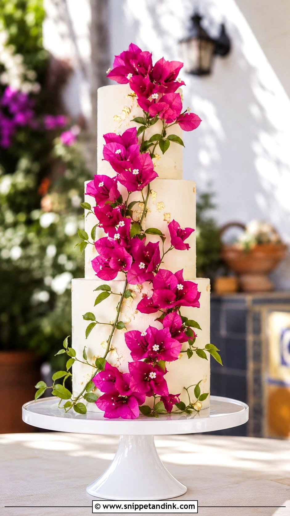 Bougainvillea Wedding Cake - Snippet and Ink - 20 Mexican Inspired Wedding Cake Ideas