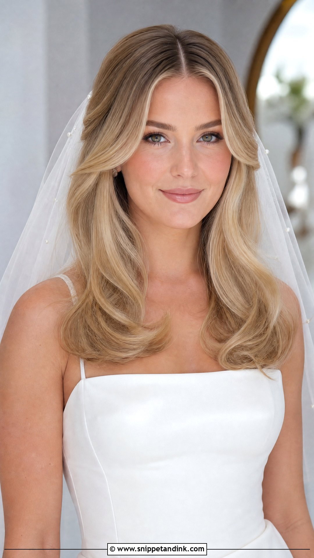 Bouncy Blowout Wedding Hair With Middle Part - Snippet and Ink - 15 Bouncy Blowout Wedding Hair Ideas