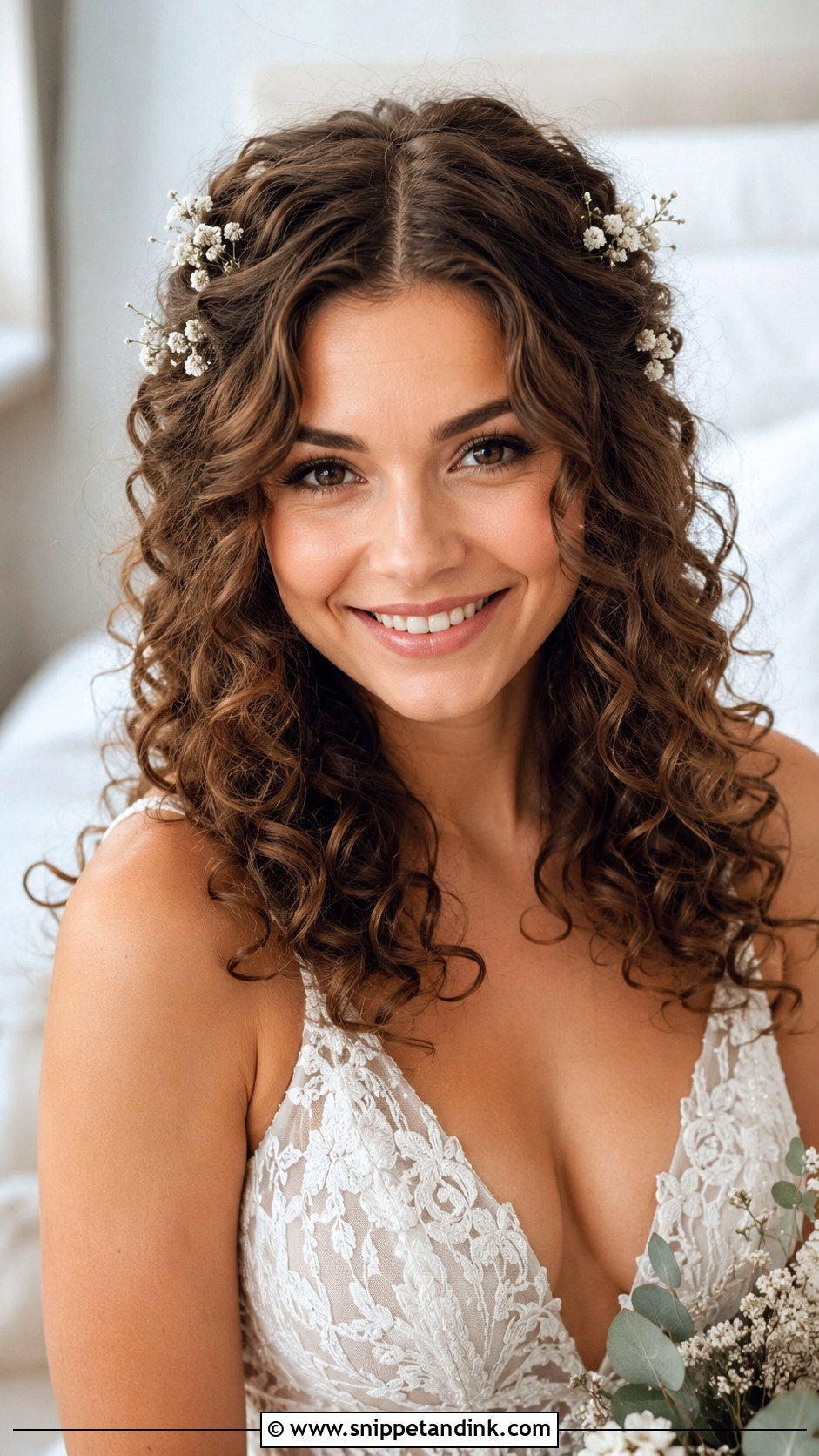 Bouncy Curls With Center Part - Snippet and Ink - 20 Wedding Curls Down