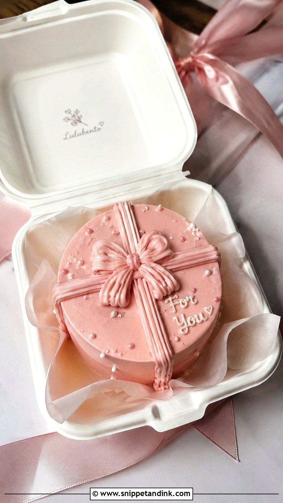 Bow Anniversary Bento Cake - Snippet and Ink - 20 Anniversary Bento Cake Ideas