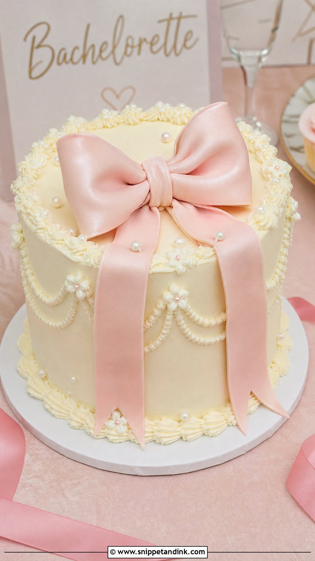 Bow Bachelorette Cake - Snippet and Ink - 25 Bachelorette Cake Ideas for Wedding