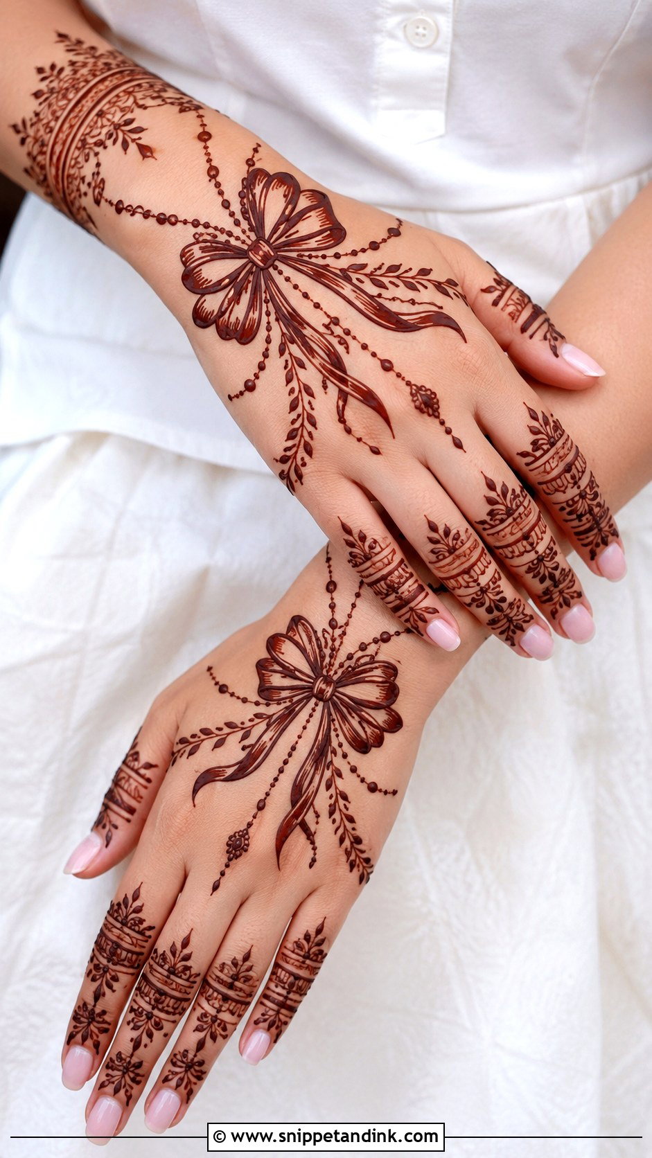 Bow Back Hand Mehndi Design - Snippet and Ink - 30 Bow Mehndi Designs