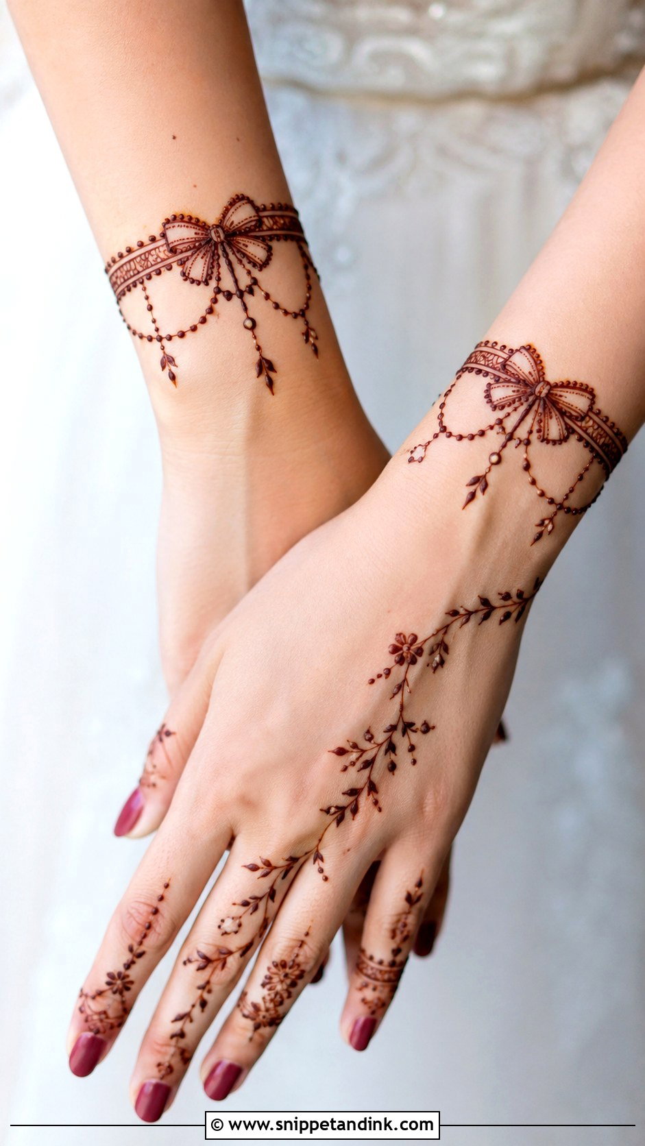 Bow Bracelet Mehndi Design - Snippet and Ink - 30 Bow Mehndi Designs