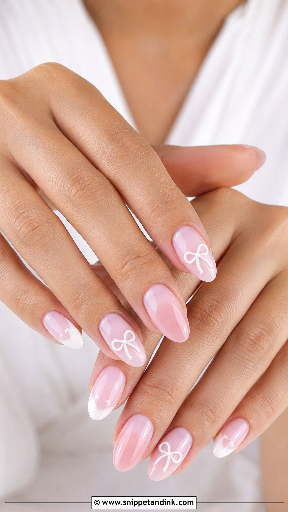 Bow Bridal Nails - Snippet and Ink - 20 Bridal Nail Inspo 2025 Ideas