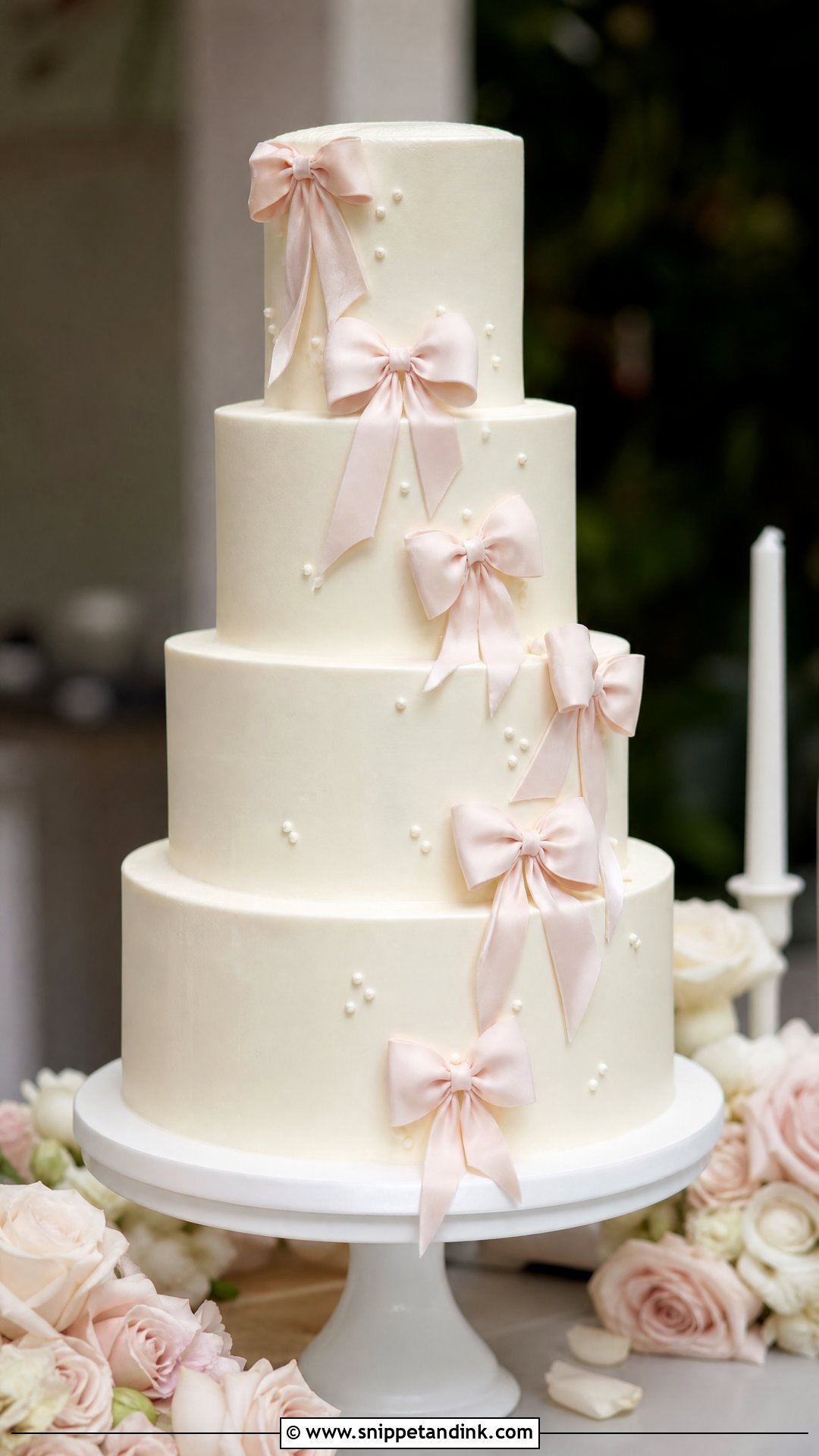 Bow Cascade Wedding Cake - Snippet and Ink - 35 Bow Cake Ideas for Wedding