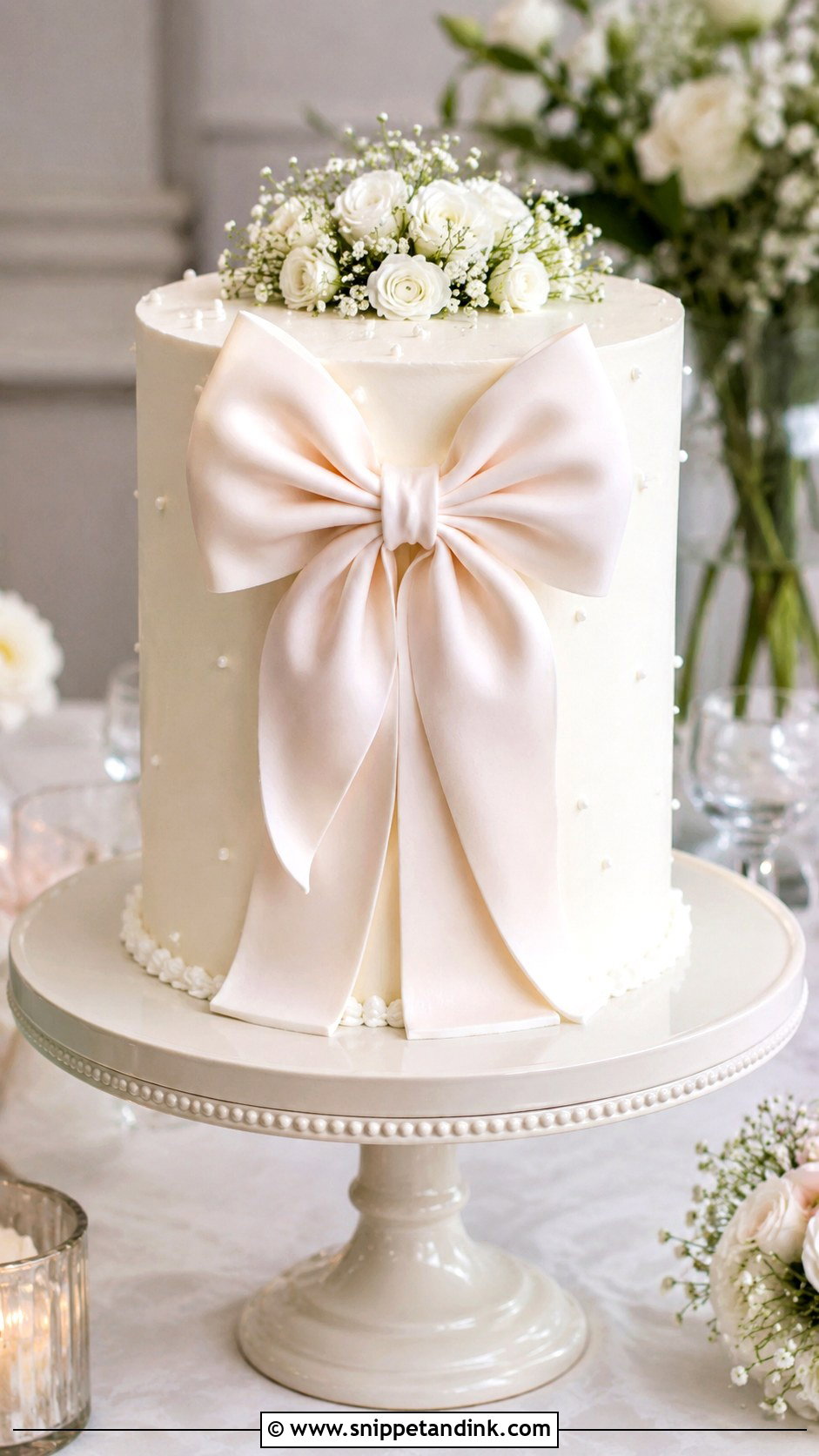 Bow Engagement Cake - Snippet and Ink - 20 Elegant Engagement Cake Ideas