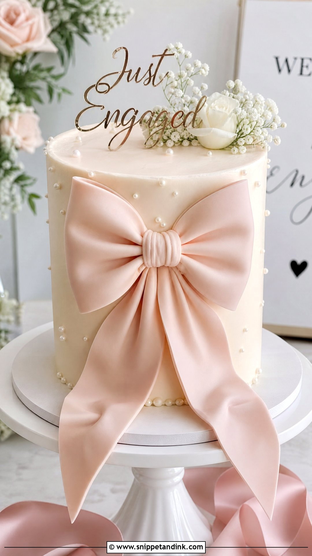 Bow Engagement Cake - Snippet and Ink - 30 Engagement Cakes
