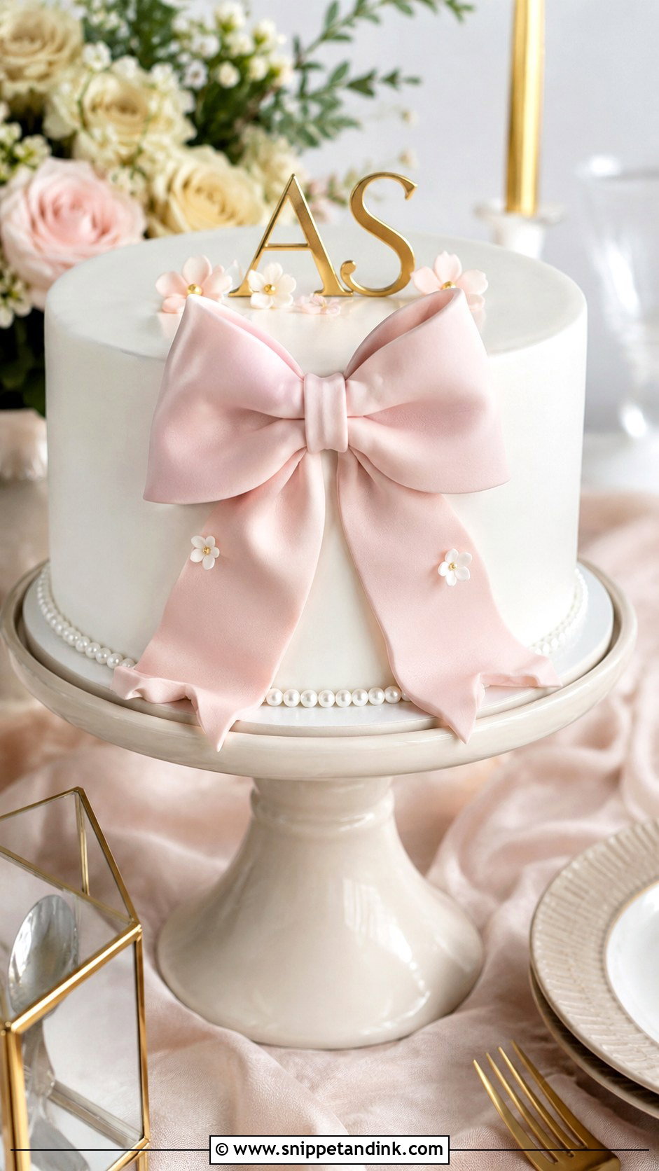 Bow Engagement Cake - Snippet and Ink - 20 Classy Engagement Cake Designs
