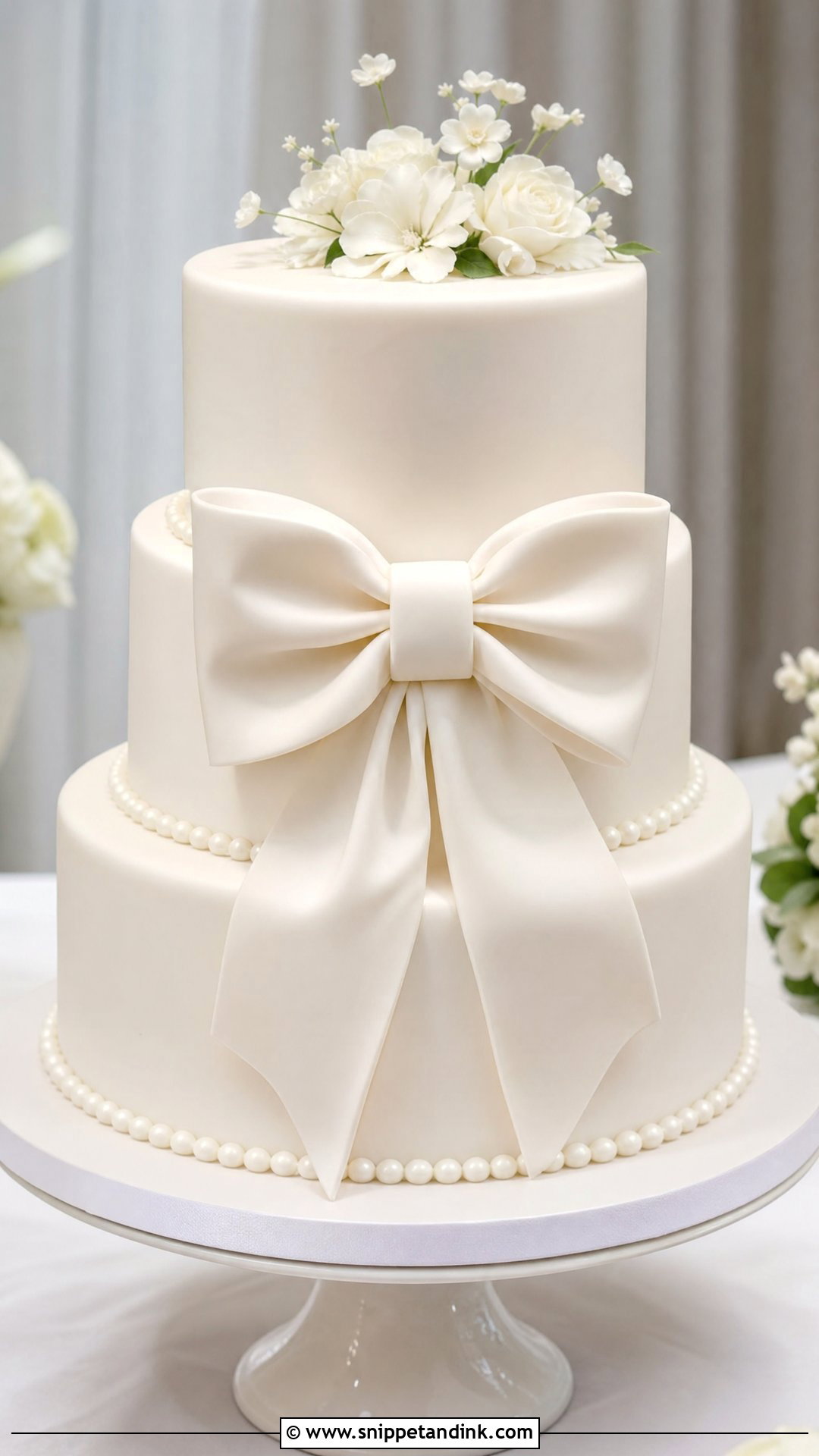 Bow Fondant Wedding Cake - Snippet and Ink - 35 Fondant Cakes for Wedding