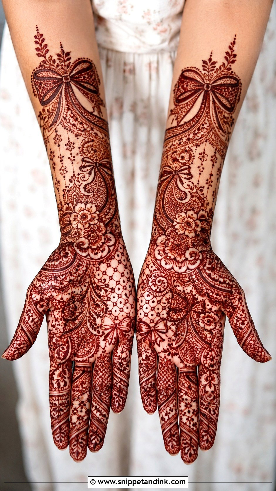 Bow Full Hand Mehndi Design - Snippet and Ink - 30 Bow Mehndi Designs