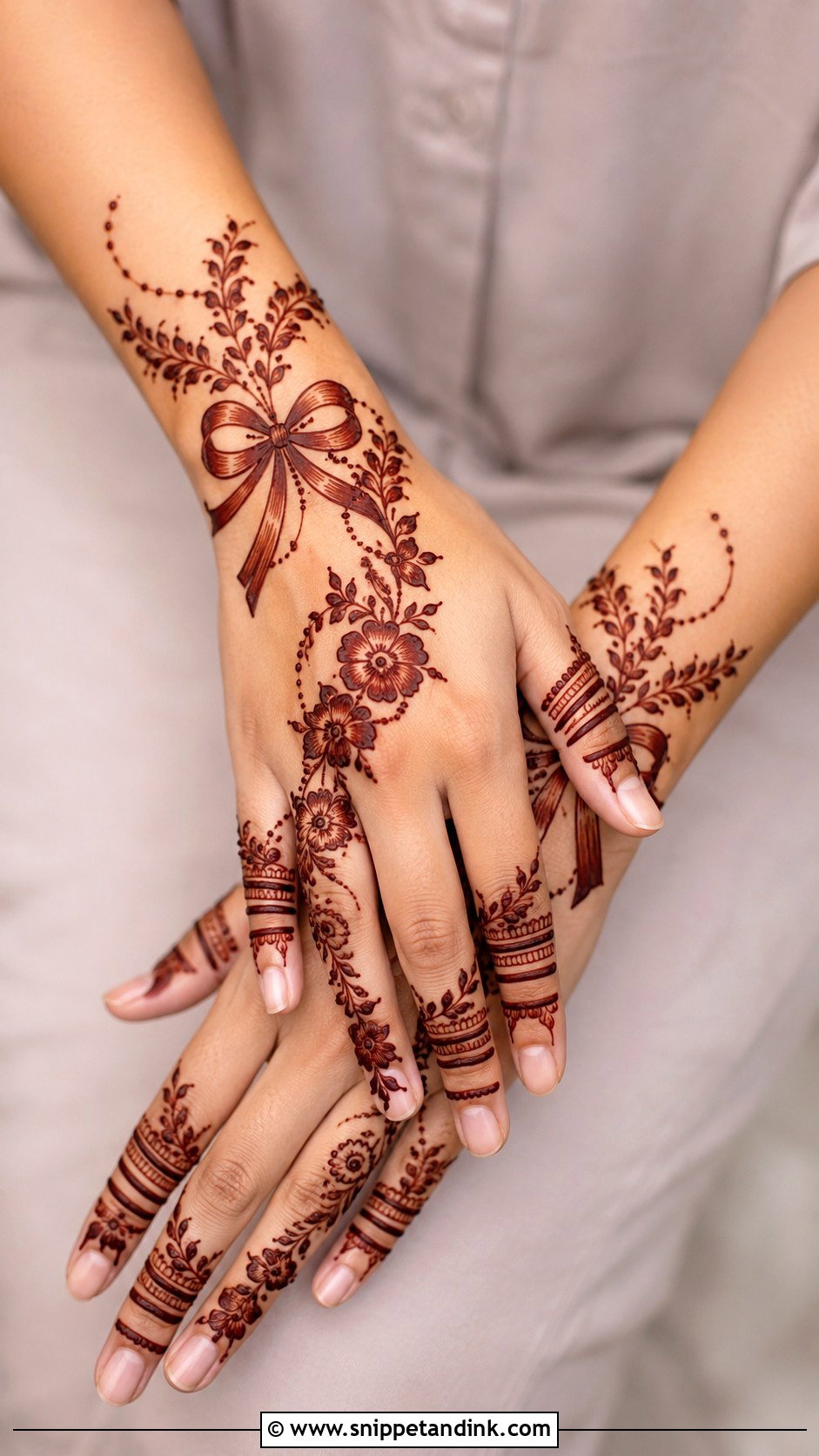Bow Half Hand Mehndi Design - Snippet and Ink - 30 Bow Mehndi Designs