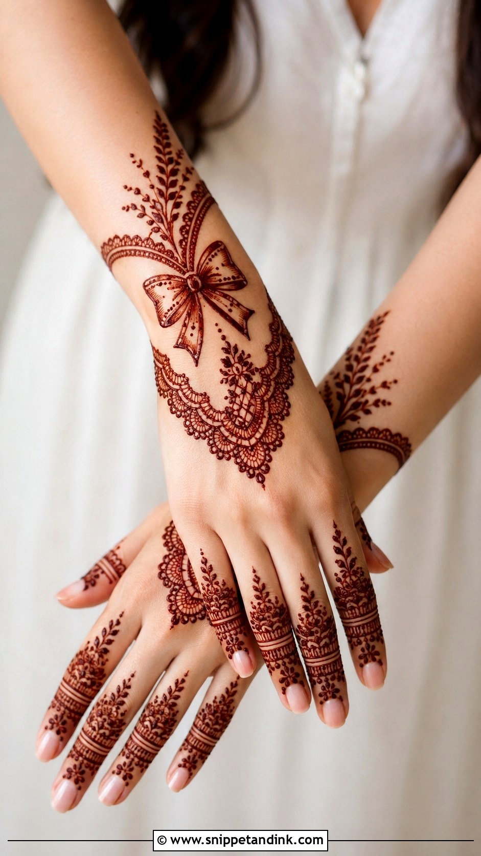 Bow Lace Mehndi Design - Snippet and Ink - 30 Bow Mehndi Designs