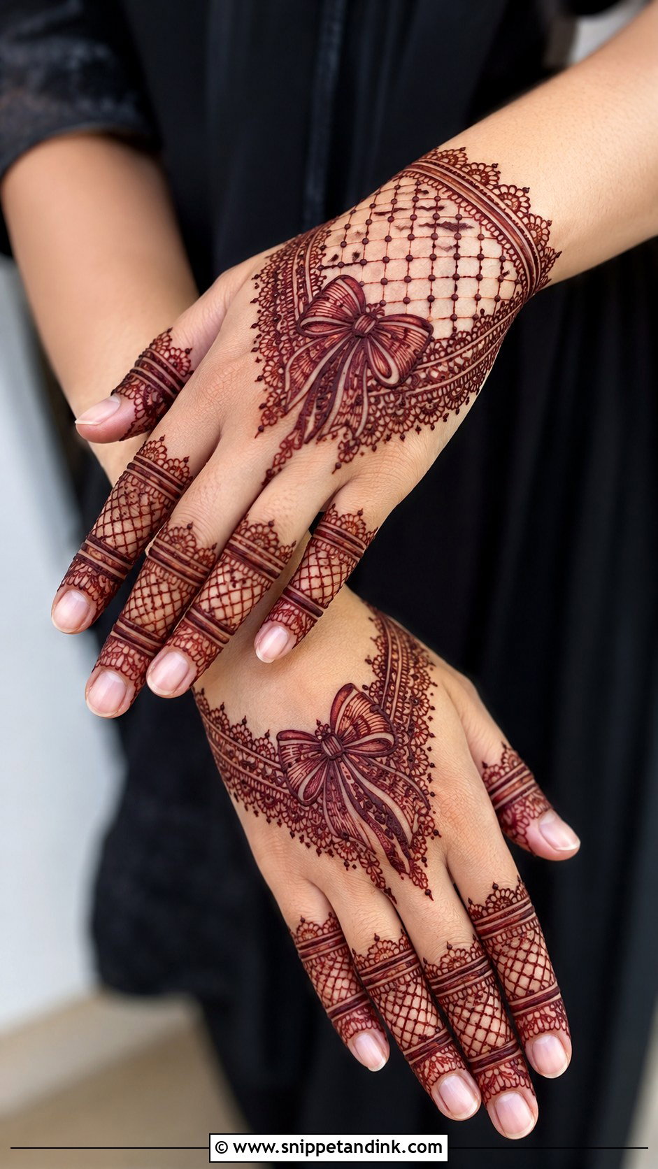 Bow Net Mehndi Design - Snippet and Ink - 30 Bow Mehndi Designs